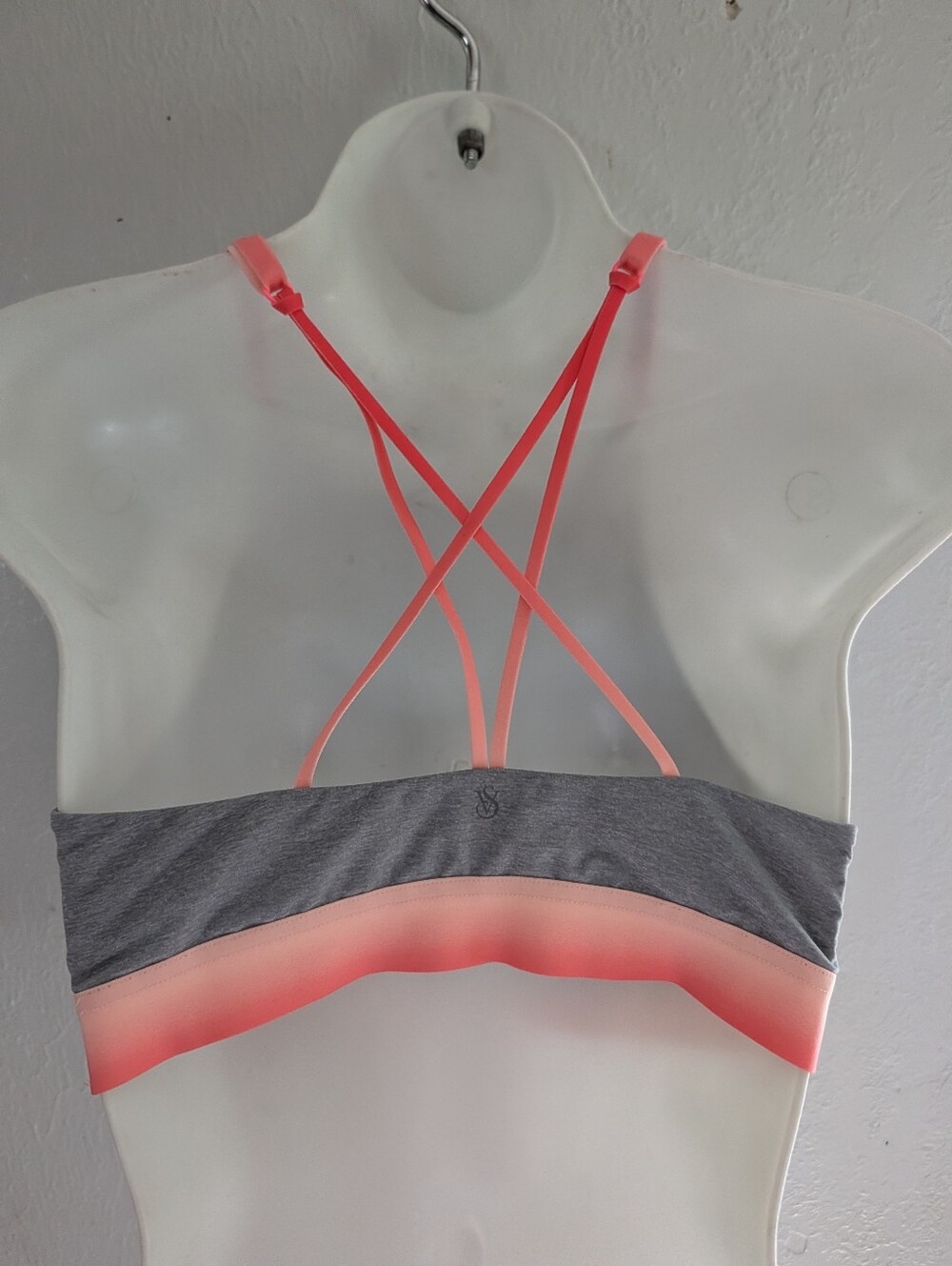 Victoria's Secret Gray and Coral-Orange Sports Bralette - Picture 2 of 3